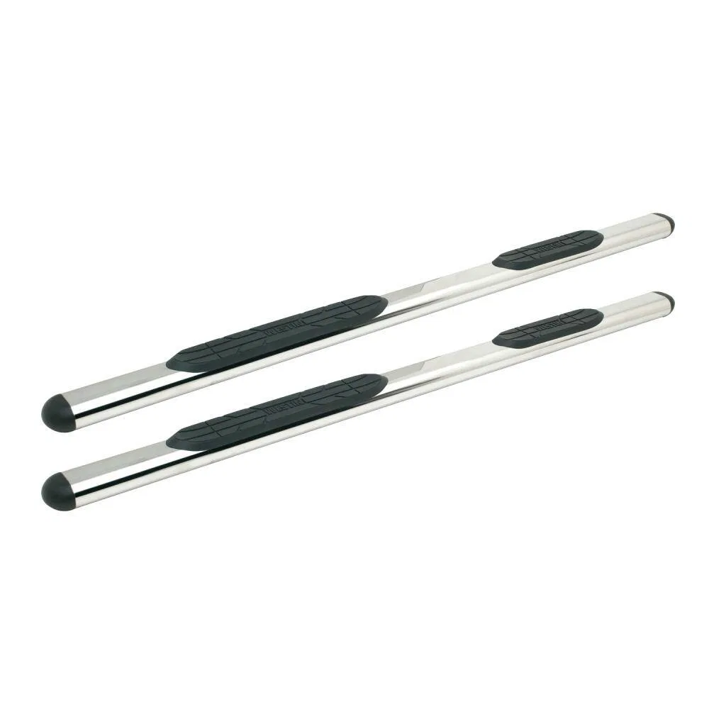 22-5050 – WESTIN Nerf Bar, With Step Pads 4 Inch Oval Straight Polished Stainless Steel With Plastic End Caps Rocker ...